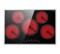 GASLAND CH775BF20B Plaque Vitrocéramique Autonome, Plaque de Cuisson encastrable de 77 cm avec cadre en acier inoxydable, 5 zones de cuisson, zone de cuisson multiple, commande par glissement, 8200 W