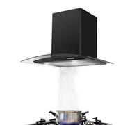Gasland Chef GR60BP Hotte Aspirante 60cm, Extracteur Hotte de Cuisine 500m³/h, Hotte Aspirante de Cuisine Murale, Verre Noir, 3 Vitesses, avec Filtre à Graisse en Aluminium à 5 Couches