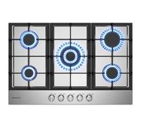 GASLAND GH2705SS1FC 76 cm Table de Cuisson à Gaz Encastrable Inox 5 Feux, Fonctionne au GPL ou au Gaz Naturel, Brûleur Wok, 10400 Watts