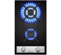 GASLAND GH30BF Plaque de cuisson à gaz en verre de 30 cm, 2 flammes, encastrable, 5200 W, plaque à gaz au butane avec brûleur wok, compatible avec le gaz naturel et le gaz liquéfié