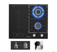 GASLAND GIH604BF Plaque de cuisson mixte 60 cm 4 Feux, 2 Gaz + 2 Induction, Verre trempé, Encastrable, Avec Prise Secteur