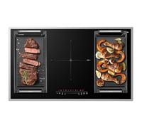 GASLAND IH905BFB Plaque de Cuisson à Induction Encastrable 90 cm, 5 Foyers avec Cadre en Inox, Zone BBQ, PowerBoost, 10000 W + Plaque de Gril en Fonte avec Poignées