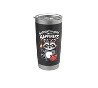 Gaslight Yourself Into Happiness Funny Raton laveur Santé mentale Gobelet isotherme en acier inoxydable double paroi