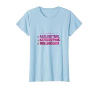 Gaslighting, Gatekeeping, Girlboss : Trendy Slogan T-Shirt, Femme, Bleu Céleste, L