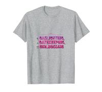 Gaslighting, Gatekeeping, Girlboss : Trendy Slogan T-Shirt, Homme, Gris Chiné, 6XL