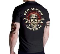 Gasoline Bandit Biker Racer Moto Hommes T-shirt : Old School Gentleman, Old School Back, XL