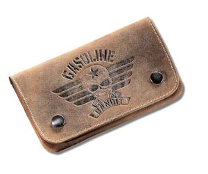 GASOLINE BANDIT Blague à Tabac en Cuir Véritable | Pochette Tabac Vintage en Cuir Bovin Ciré, Étui à Tabac Souple avec Distributeur de Papier, Look Usé, 9 x 15 cm