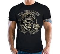 Gasoline Bandit T-shirt de motard "Old School Gentleman", Noir , Small