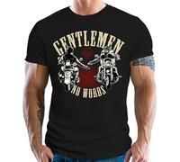 Gasoline Bandit T-Shirt Moto Homme Gentlemen No Words - T-Shirt Biker Homme Vintage, Coupe Sportive, Impression Résistante, Idée Cadeau Motard, L