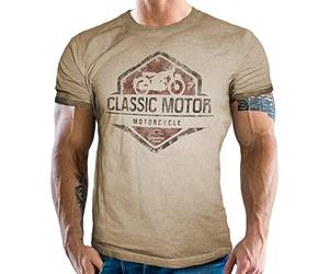 Gasoline Bandit T-shirt original Biker Racer pour homme : moto classique au look vintage usé, Sable délavé, XL