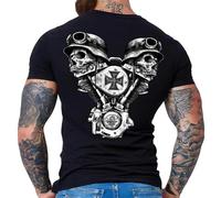Gasoline Bandit T-shirt original Biker Racer pour homme : V-Twin Skull - Pour les motards, Noir , XXXXXL