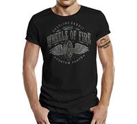 GASOLINE BANDIT T-shirt original Biker Racer: Wheels on fire, Noir , Large