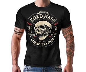 Gasoline Bandit T-shirt style biker avec inscription « Road Rash - Born to Ride » - Noir,3XL
