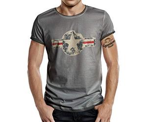 Gasoline Bandit T-Shirt US Army - USA Flag Vintage Air Force | Gris, Motif Air Force, Taille XL