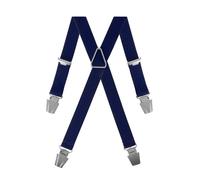 GASPARD Bretelles Homme Fines Bleu marine Uni - Elastique Résistant et Pinces Extra Fortes - Modèle en X - Fabrication française - Taille Ajustable max 130cm - Garantie à Vie
