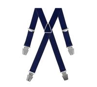 Gaspard Bretelles Homme Fines Bleu marine Uni - Elastique Résistant et Pinces Extra Fortes - Modèle en X - Fabrication française - Taille Ajustable max 130cm - Garantie à Vie