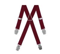 GASPARD Bretelles Homme Fines Bordeaux Uni - Elastique Résistant et Clips Extra Fort - Modèle en X - Fabriqué en France - Taille Ajustable max 130cm - Garantie à Vie