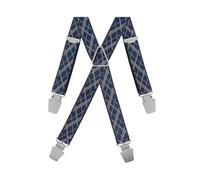 Gaspard Bretelles Homme Fines Croissillon bleu - Elastique Résistant et Pinces Extra Fortes - Modèle en X - Fait en France - Taille Ajustable max 130cm - Garantie à Vie
