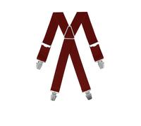 GASPARD Bretelles Homme Larges Bordeaux Uni - Elastique Résistant et Clips Extra Fort - Modèle en X - Fabriqué en France - Taille Ajustable max 130cm - Garantie à Vie