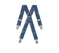 GASPARD Bretelles Homme Larges Fantaisie Paisley Ciel - Elastique Résistant et Clips Extra Fort - Modèle en X - Fait en France - Taille Ajustable max 130cm - Garantie à Vie