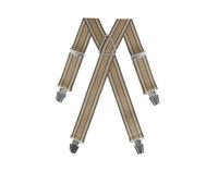 Gaspard Bretelles Homme Larges Rayé Beige - Elastique Résistant et Clips Extra Fort - Modèle en X - Fabriqué en France - Taille Ajustable max 130cm - Garantie à Vie