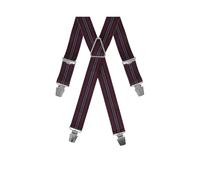 Gaspard Bretelles Homme Larges Rayé Bordeaux - Elastique Résistant et Pinces Extra Fortes - Modèle en X - Fabrication française - Taille Ajustable max 130cm - Garantie à Vie
