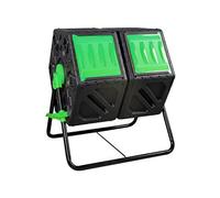 Gaspillage Alimentaire Bac à Compost extérieur Double Chambre Composteur Rotatif de 31 gallons avec 2 Portes coulissantes et système d'aération Jardin Tambour(Green)