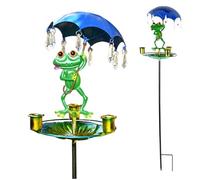 Gaspillage d'oiseaux de Grenouille, Dessin animé étanche Mignon Grenouille avec Parapluie mangeoires à Oiseaux pour l'extérieur, Bol à Eau colibris décorative pour Balcon de Jardin extérieur, 33x7