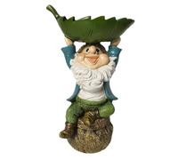 Gaspillage pour oiseaux Gnome, bains d'oiseaux, bol de bains d'oiseau de jardin, fabriqués à partir de résine résistante aux intempéries, base large stable, conception facile à nettoyer et recharge, p