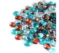 GASPRO Perles de verre de feu ambré blanc bleu 9,1 kg - 1,9 cm en verre trempé pour foyer, cheminée au propane et table de cheminée, brûle propre, sans cendres, sans fumée