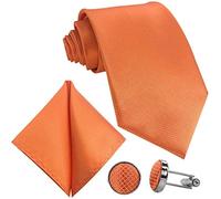 GASSANI Lot de 3 cravates Grid Karo pour homme - Largeur 8 cm - Orange - Medium