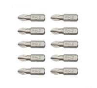 Gastagrav Lot de 10 embouts de tournevis électriques à tige hexagonale de 25 mm en alliage d'acier haute dureté PH1 PH2 PH3 PZ1 PZ2 PZ3 Tête antidérapante compatible avec perceuse 6,35 mm (PH2)