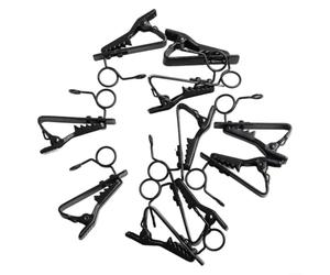 Gastagrav Lot de 10 pinces cravate en métal pour micro, pince à cravate | Support pour gestion des câbles, support de revers sécurisé pour micro sans fil, haut-parleur, contenu, noir (D)