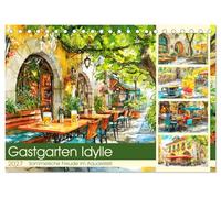 Gastgarten Idylle. Sommerliche Freude im Aquarellstil (Tischkalender 2027 DIN A5 quer), CALVENDO Monatskalender: Sommerlicher Leichtigkeit für schöne Stunden in gemütlicher Atmosphäre