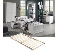 GASTON - Chambre 90x200cm + Sommier + Armoire 2P + Pack Bureau - Altobuy Blanc