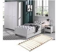 GASTON - Chambre 90x200cm + Sommier + Armoire 3P - Altobuy Blanc