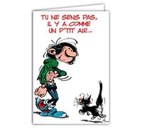Gaston Lagaffe Carte Bon Anniversaire Chanteur Choriste Musicien Accordéoniste Air de Fête Humour Humoristique - Avec Enveloppe Illustrée 17,5x12cm - Fabriqué en France - GLCT-0240