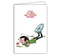 Gaston Lagaffe Carte bonne fête avec Motifs Bouquet de Fleurs/Une pensée/bisous Avec Enveloppe Illustrée 17,5x12cm GLCT-0129
