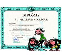 Gaston Lagaffe Carte double avec enveloppe Diplôme du Meilleur Collègue- Singes Travail - Pour Homme