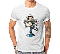 Gaston Lagaffe Comics 100% Cotton Tshirts The Twins of Gambler Personalize Homme T Shirt Funny Clothing White