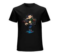 Gaston Lagaffe Comics 100% Cotton Tshirts The Twins of Gambler Personalize Homme T Shirt Funny Clothing Black L
