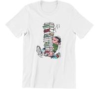 Gaston Lagaffe Comics Tshirt for Men with Books Soft Casual Tee T Shirt Novelty Trendy Loose White Manches Courtes(Small)