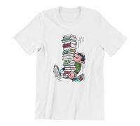 Gaston Lagaffe Comics Tshirt for Men with Books Soft Casual Tee T Shirt Novelty Trendy Loose White M