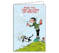 Gaston Lagaffe GLCT-0104 Carte d'anniversaire avec Motif Bisous Cœurs Chat Fleurs