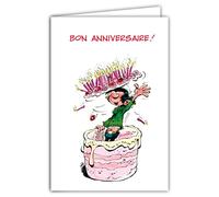 Gaston Lagaffe GLCT-0110 Carte d'anniversaire avec Motif Gâteau Bougies Bisous Cœurs