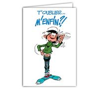 Gaston Lagaffe GLCT-0144 Carte d'anniversaire avec Motifs Oublier Retard/Cactus Plante/Chat