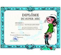 Gaston Lagaffe GLDP-7008 Carte Double avec Enveloppe Diplôme du Super Mec - Pour Garçon Homme Ami