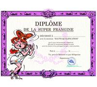 Gaston Lagaffe GLDP-7014 Carte double avec enveloppe Diplôme de la Super Frangine Sœur Sœurette - Mlle Mademoiselle Jeanne belle robe - Pour Fille Femme GLDP-7014