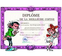 Gaston Lagaffe GLDP-7016 Carte double avec enveloppe Diplôme de la Meilleure Copine Amie Pote - Amitié Mlle Mademoiselle Jeanne belle robe - Pour Fille Femme GLDP-7016
