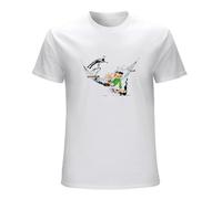 Gaston Lagaffe Son Chat Sa Mouette Crewneck Sweatshirt T Shirt White 3XL
